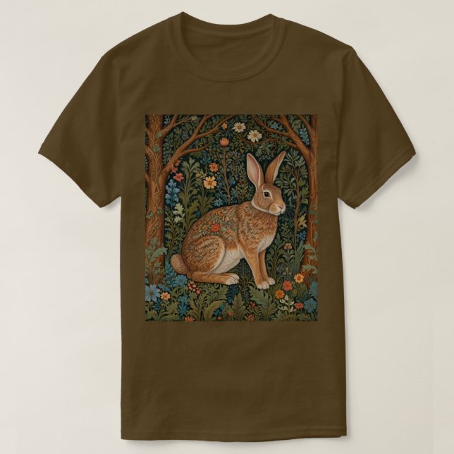 T-shirt Élégant retro lapin boisé boisé fleuri (Design devant)