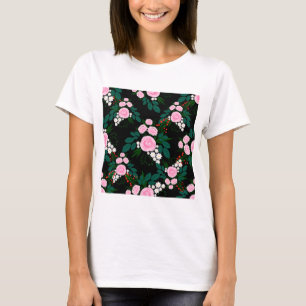 T-shirt Elégant rose et blanc Floral aquarelle Peinture