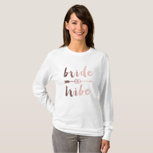 T-shirt élégant rose or mariée tribu flèche mariage anneau