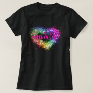 T-shirt Élégant scintillant pailleté cœur vie de maman
