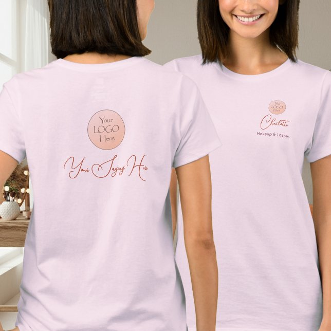 T-shirt Elegant Script Employee Name Business Logo Makeup (Créateur téléchargé)