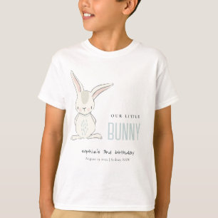 T-shirt Élégant Simple Cute Blue Bunny Boys Anniversaire d