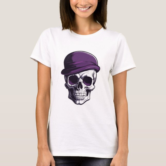 T-shirt Elegant Skull in Purple (Devant)