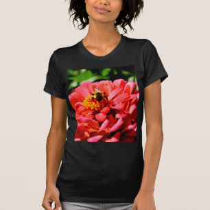 T-shirt Elégante corail rouge floral mignonne bourdon bee