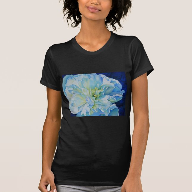 T-shirt Elégante couleur bleue turquoise florale (Devant)