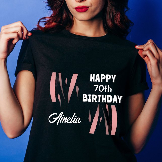 T-shirt Elégante couleur rose noire 70e Joyeux anniversair (Créateur téléchargé)