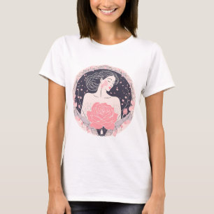 T-shirt Élégante femme abstrait chemise rose pacifique