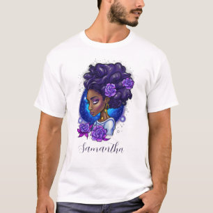 T-shirt Élégante femme Afro Rose violette