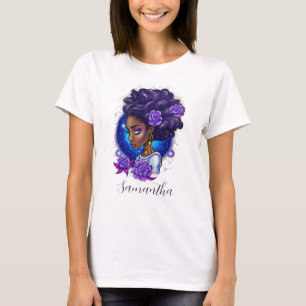 T-shirt Élégante femme Afro Rose violette