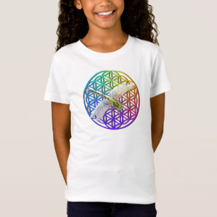 T-Shirt Élégante fleur colorée de vie libellule art