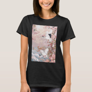T-shirt Elégante fleurs de cerisier japonais Grues Traditi