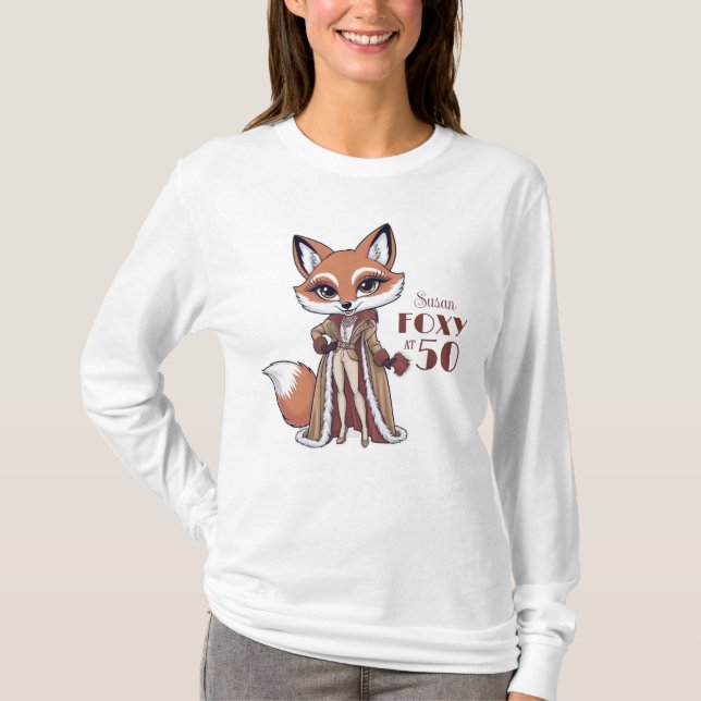 T-shirt Élégante Fox 50e fête d'anniversaire | Foxy À 50 (Devant)