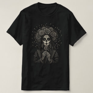 T-shirt Élégante La Catrina Art Floral de Squelette