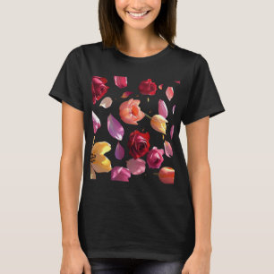 T-shirt Élégante Mode Botanique Moderne à Petales Florales