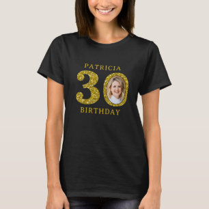 T-shirt Elégante Parties scintillant d'or noir 30e anniver