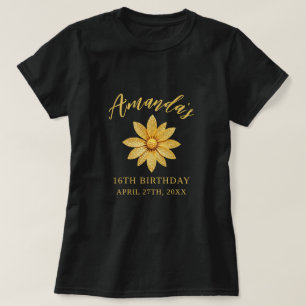 T-shirt Elégante Parties scintillant or Flower Sweet 16 An
