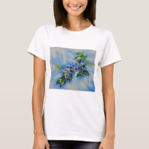 T-shirt Elégante peinture à l'aquarelle de bleuet