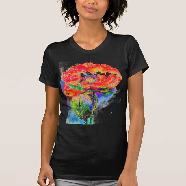 T-shirt Elégante peinture abstraite à l'aquarelle rouge (Devant)