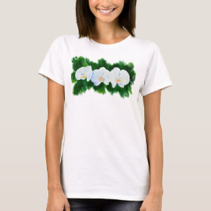 T-shirt Elégante peinture d'orchidée tropicale blanche