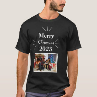T-shirt Élégante photo de Noël Famille moderne