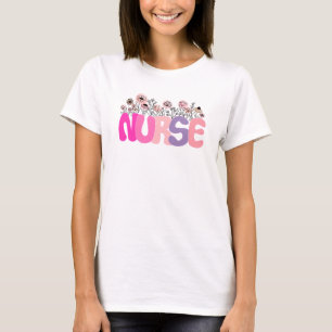 T-shirt Élégante typographie "infirmière" avec florale vib