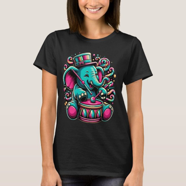 T-shirt Élégantes Jambes éléphantes avec chapeau et tambou (Devant)