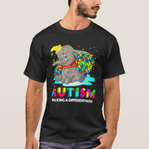 T-shirt Élément Autisme Dumbo Marchant Sur Un Chemin Diffé