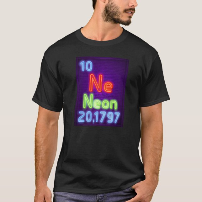 T-shirt Élément de chimie néon de la chimie Périodique (Devant)