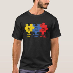 T-shirt Éléments chimiques Autisme sensibilisation Or Tit