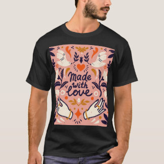 T-shirt Éléments d'amour : composition rose vintage.