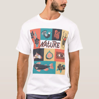 T-shirt Éléments de la nature, Icônes de style rétro.