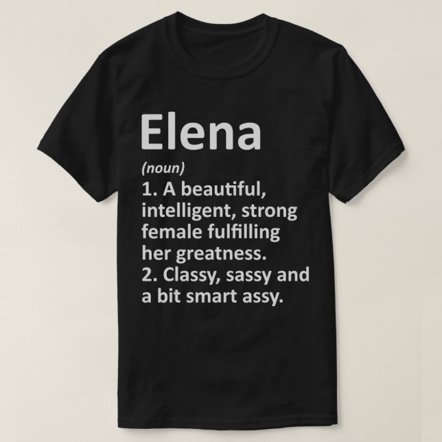 T-shirt ELENA Définition Nom personnalisé Drôle Noël (Design devant)