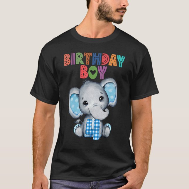 T-shirt Elephant 4e anniversaire garçon enfants 4 ans Elép (Devant)