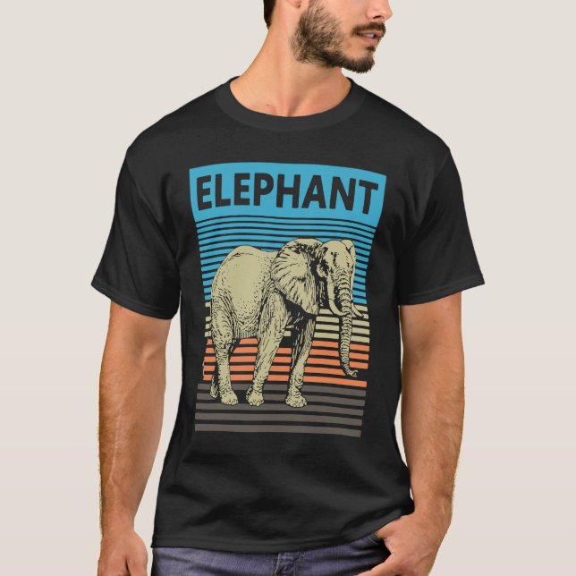 T-shirt Elephant 70s sunset Elephant (Devant)