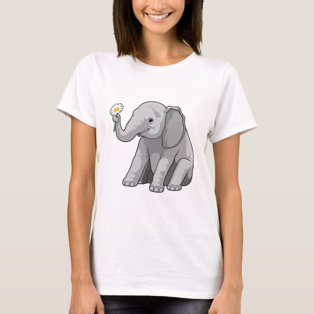 T-shirt Eléphant à fleurs (Devant)