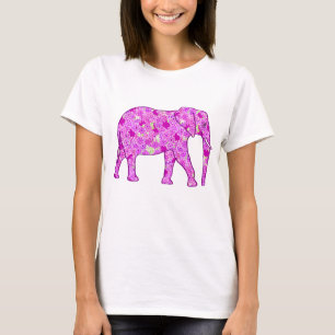 T-shirt Eléphant à fleurs - orchidée et magenta