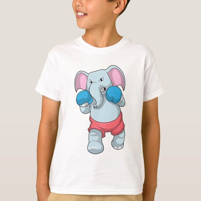 T-shirt Eléphant à la boxe avec gants de boxe (Devant)