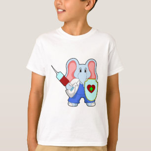 T-shirt Eléphant à la vaccination avec seringue
