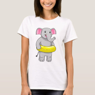T-shirt Eléphant à nager avec Lifebuoy