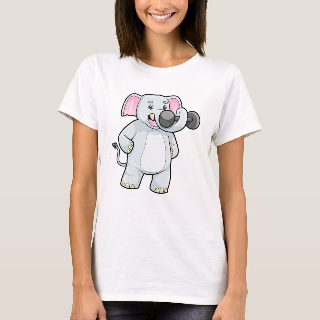 T-shirt Elephant à Strenght entraînement avec Dumbbell (Devant)