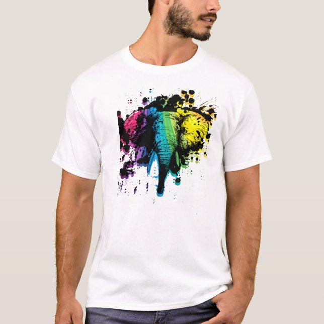 T-shirt Eléphant arc-en-ciel (Devant)