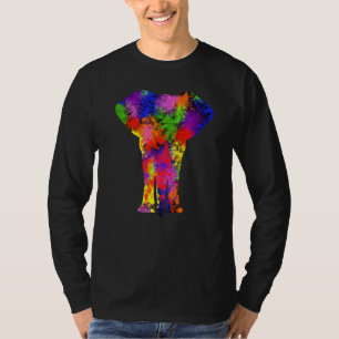 T-shirt Eléphant arc-en-ciel à éclaboussure de couleur