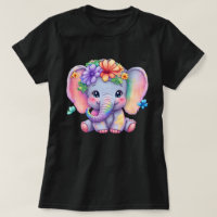 Eléphant Arc-En-Ciel Avec Couronne Florale Et Papi