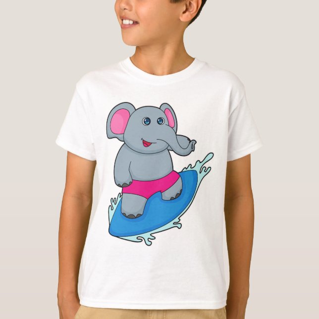 T-shirt Elephant as surfer avec surf (Devant)
