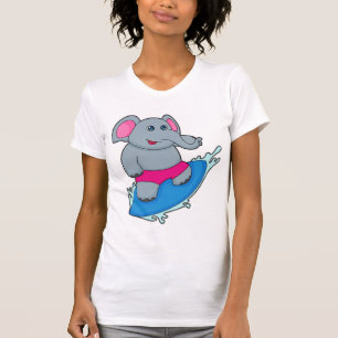 T-shirt Elephant as surfer avec surf