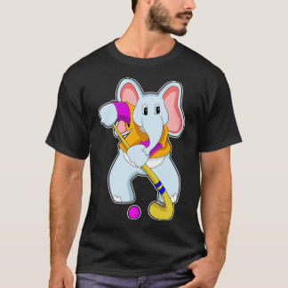 T-shirt Elephant at Hockey with Hockey bat