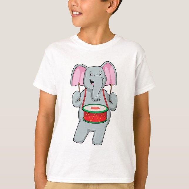 T-shirt Elephant at Music with Drum (Devant)