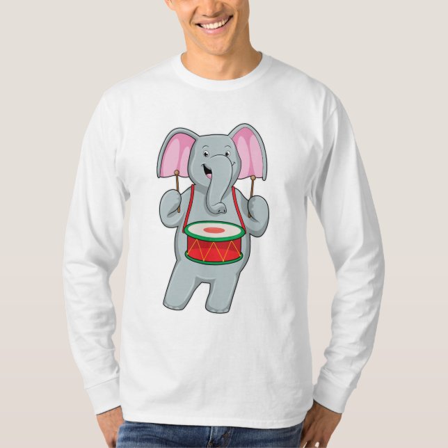 T-shirt Elephant at Music with Drum (Devant)