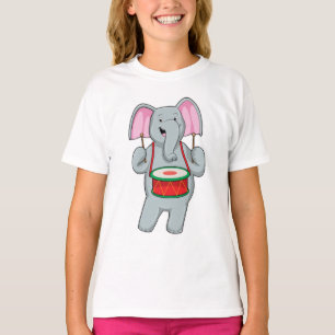 T-shirt Elephant at Music with Drum