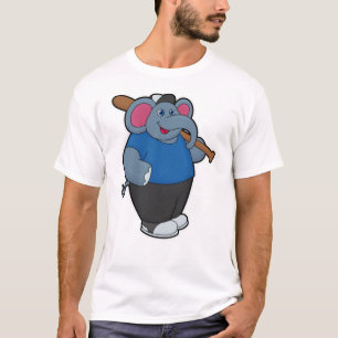 T-shirt Elephant au baseball avec batte de baseball